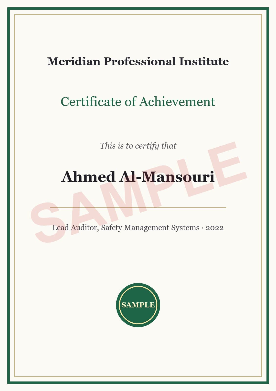 Lead Auditor, Safety Management